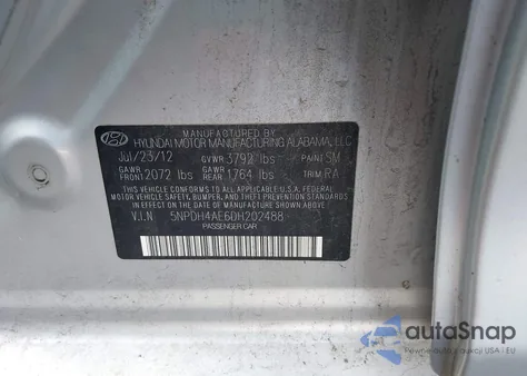 2013 Hyundai Elantra Gls from USA, damaged, VIN 5NPDH4AE6DH202488